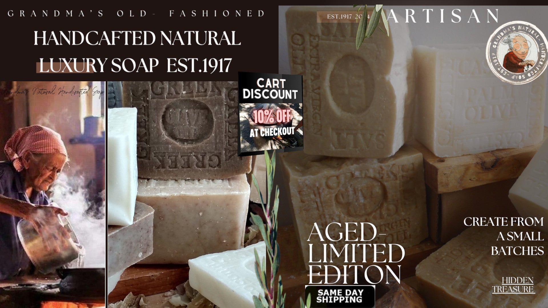 10% Off Grandmas Artisan  Natural  Cold Process Soap 